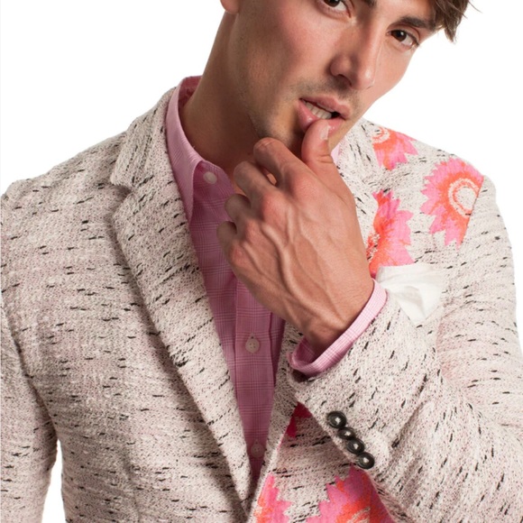 MR TURK by Trina Turk Size 42 Blazer Pink Floral Statement Sport Coat - Picture 1 of 9